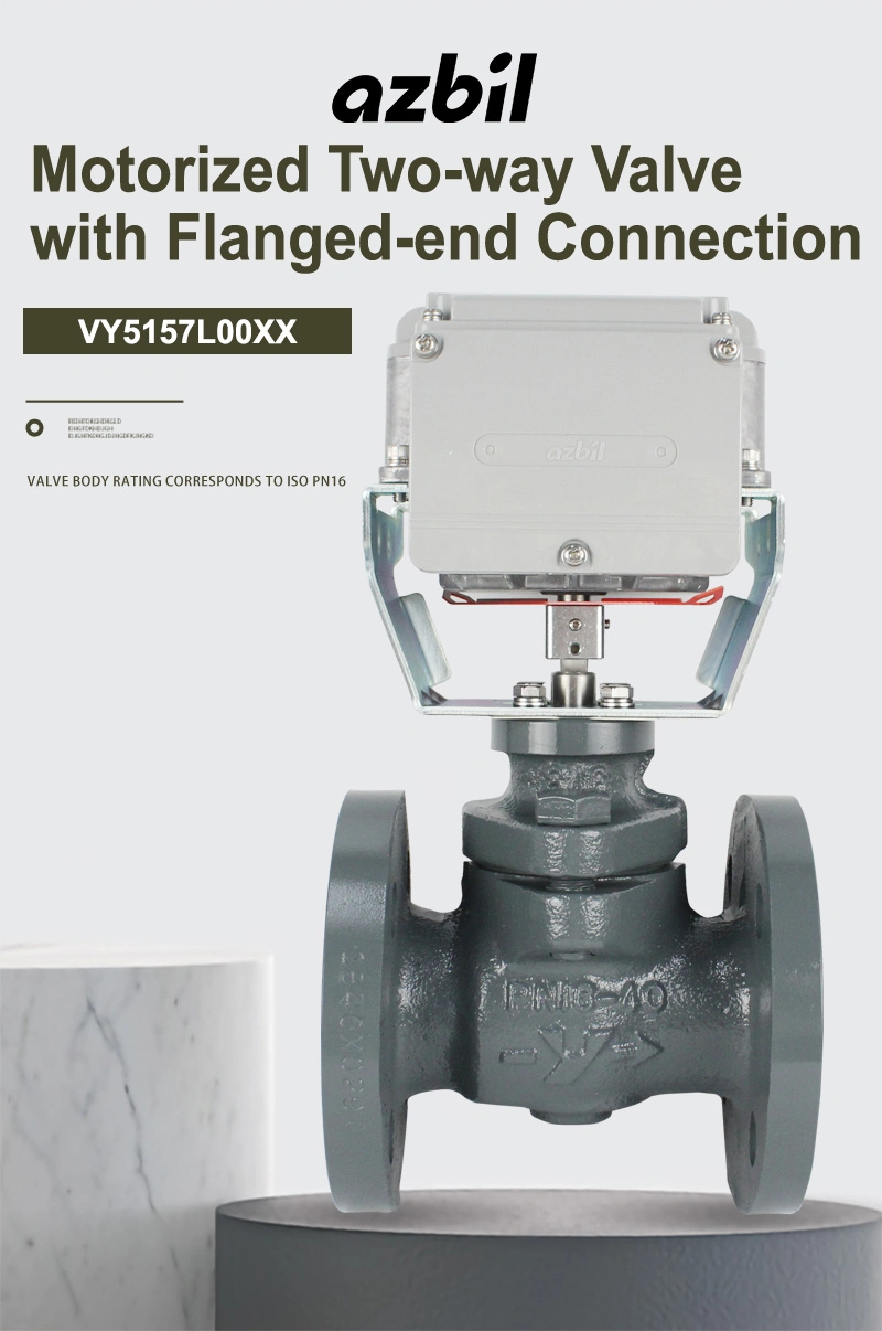 Azbil Vy5157L0015 Motorized Two-Way Valve with Flanged-End Connection